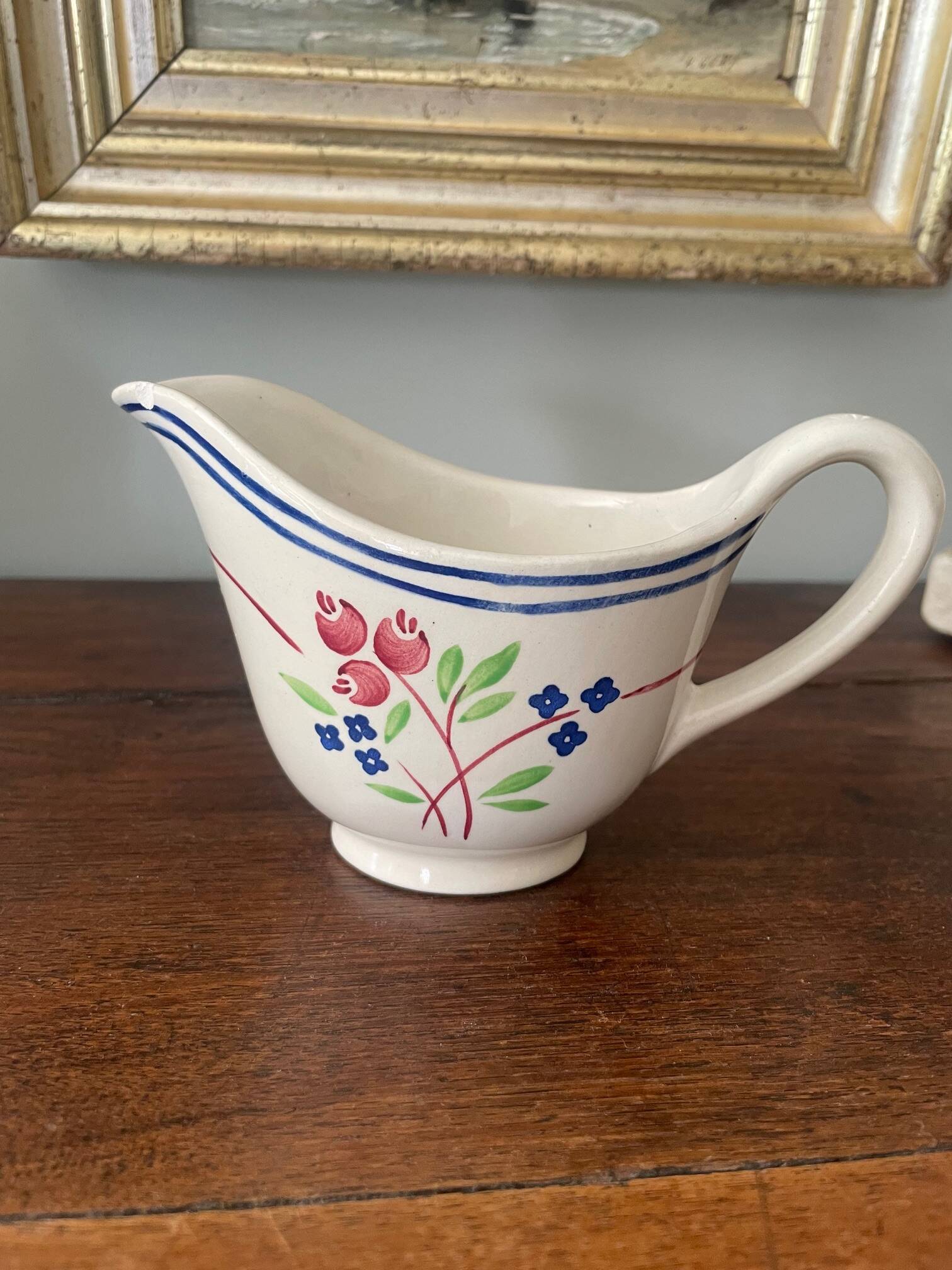 Lunéville K & G "primevere" hand-painted gravy boat