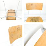 Chaise vintage Mid-Century bois et métal blanc style industriel scandinave