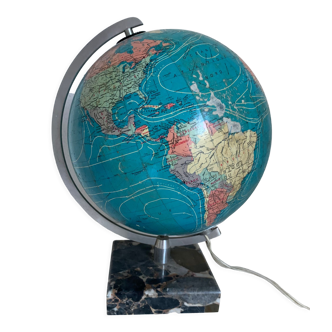 Vintage globe 1976 terrestrial Taride marble glass - 30 cm