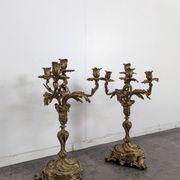Pair of Candle Holders or Candelabra in Gilded Bronze