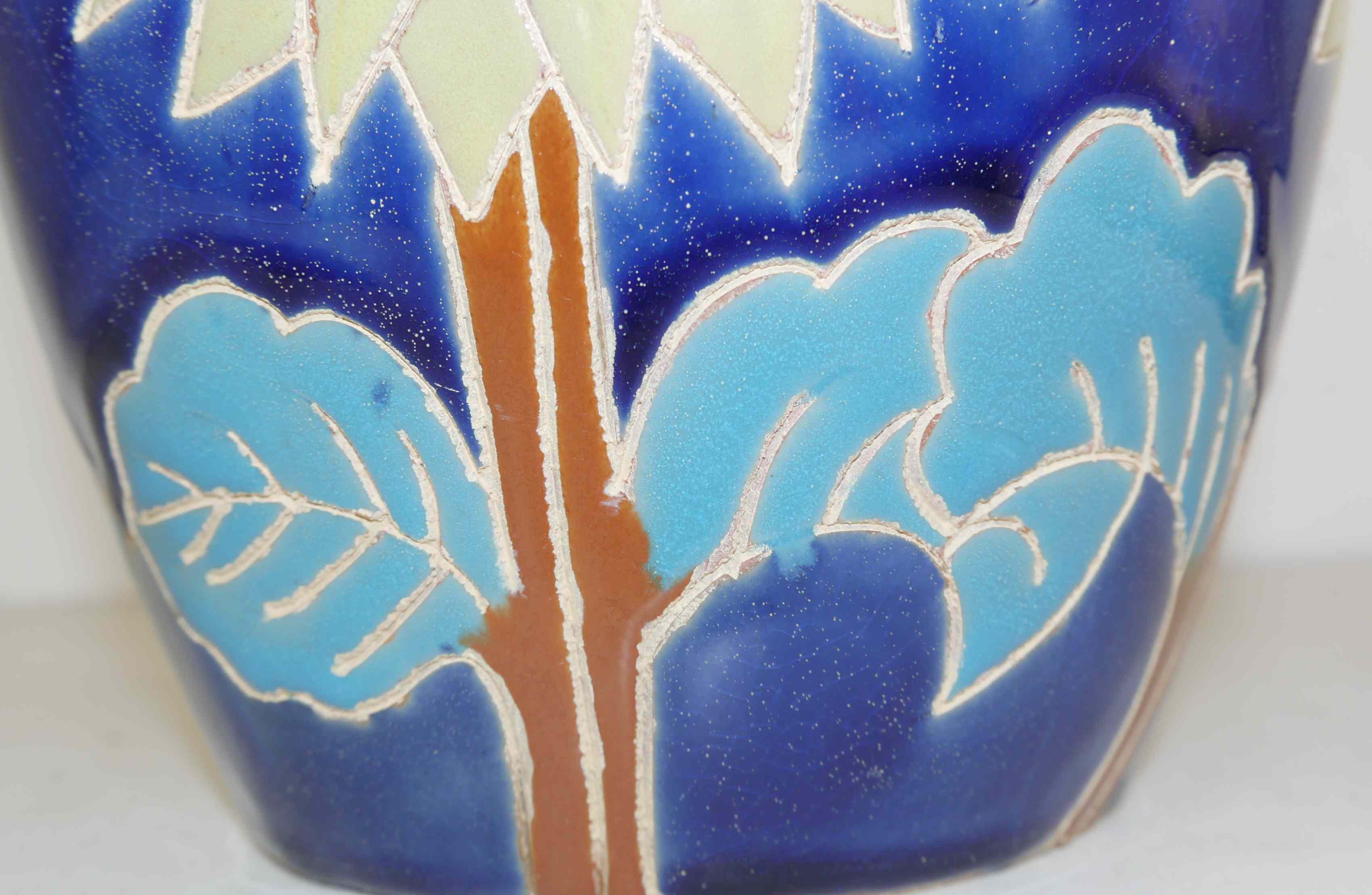Ancient ceramic vase 50's flowers