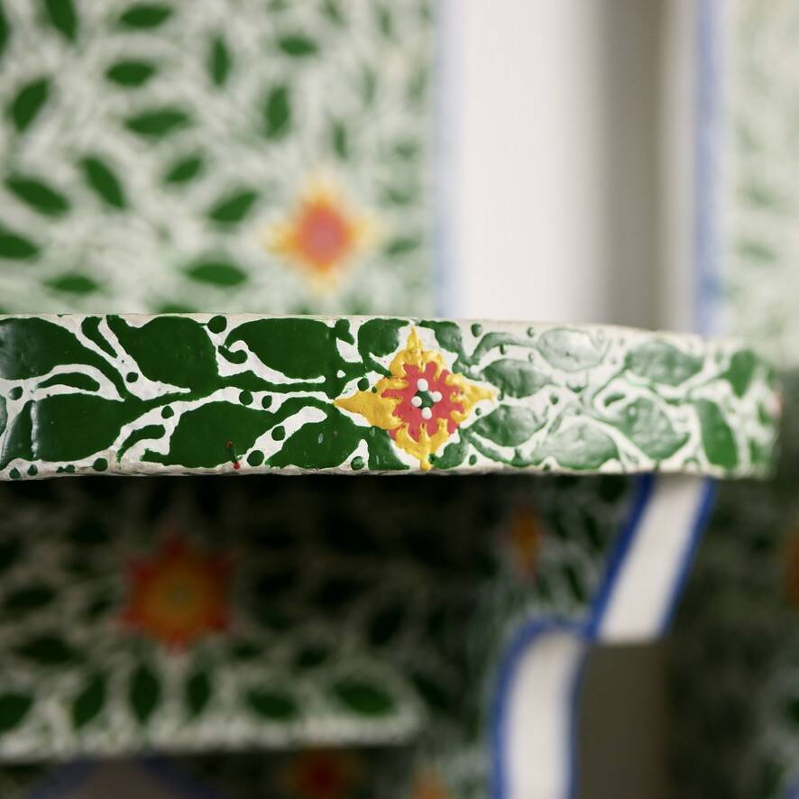 Pair of hand-painted Tunisian bedside tables or shelves