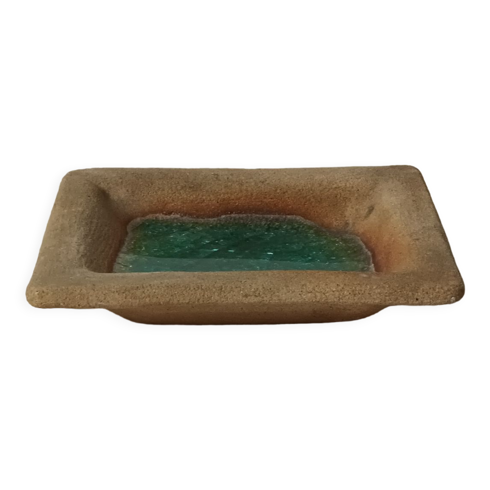 Empty handmade pocket sandstone and turquoise resin