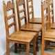 Set of 6 vintage solid oak high-back dining chairs – rustic European / Spanish revival