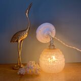 Vintage globe wall light in pink Clichy glass