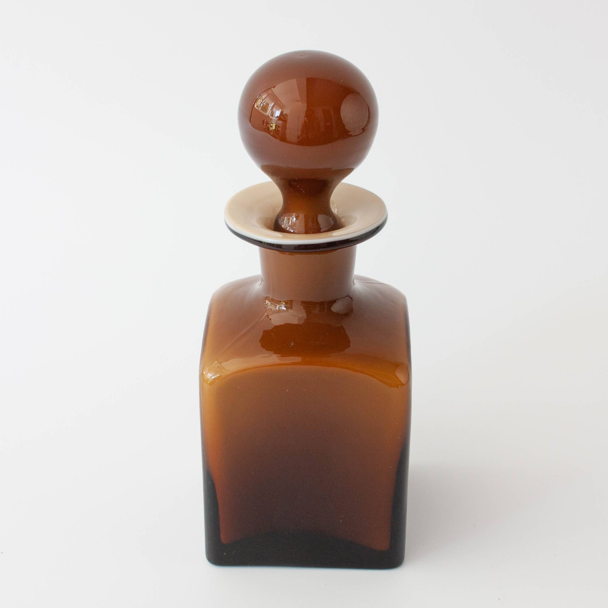 Vintage 1960s Brown Opaline Glass Bottle from Marinha Grande