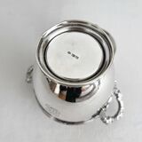 Antique monogrammed silver-plated metal sugar bowl