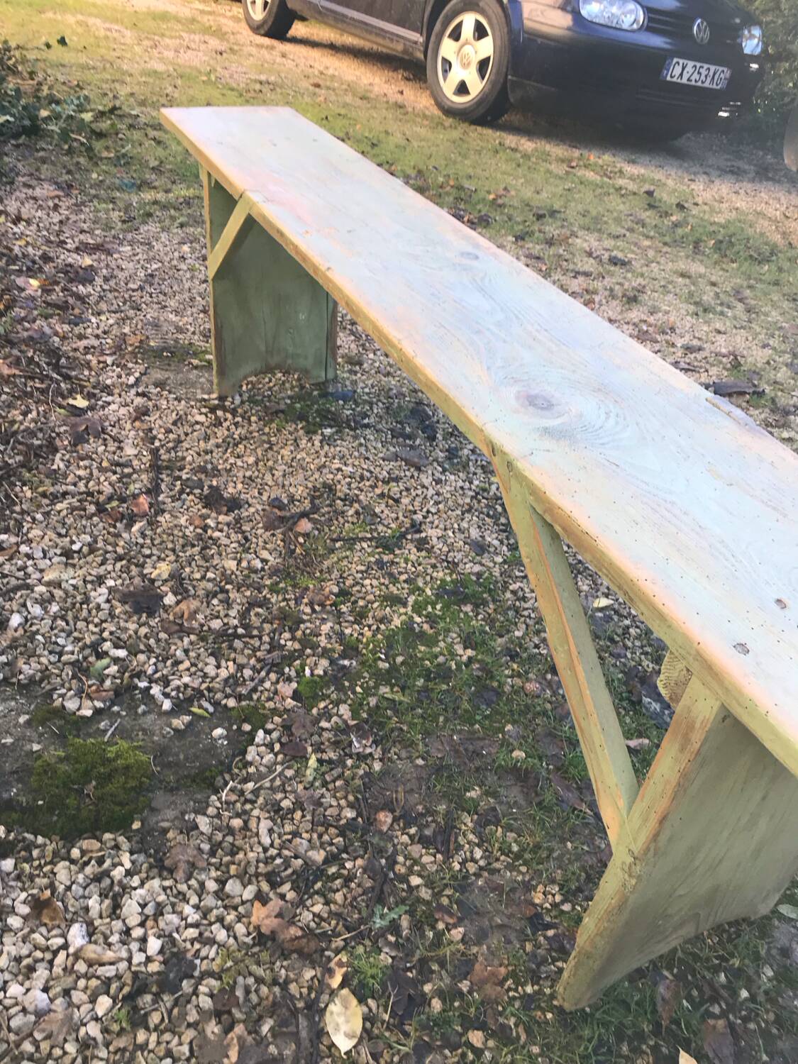 Wooden farm bench