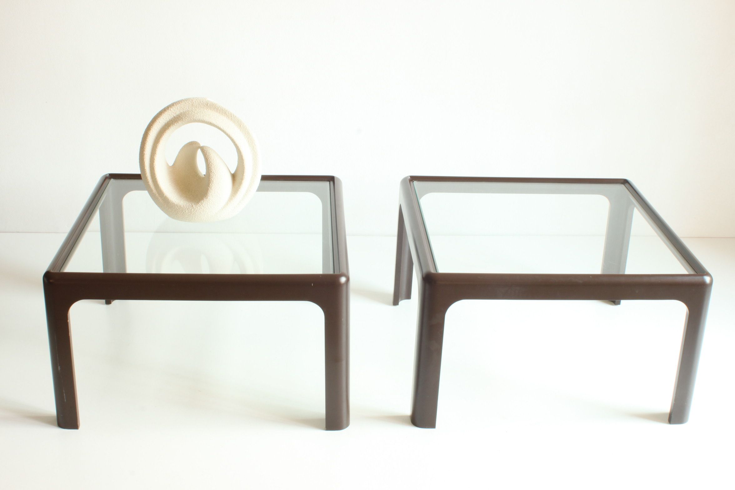 Baydur and glass side tables by Peter Ghyczy for Bayer, Germany 1970s, set of2.