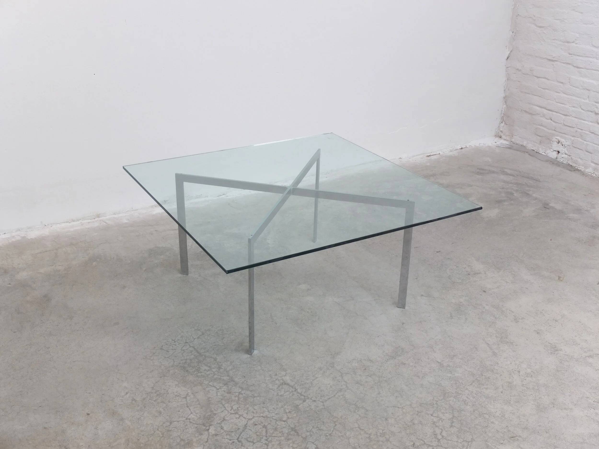 Glass 'Barcelona' coffee table by Mies Van Der Rohe for Knoll, 1929