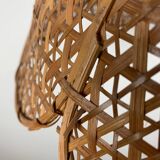 Flower-shaped pendant light, woven rattan, 1970
