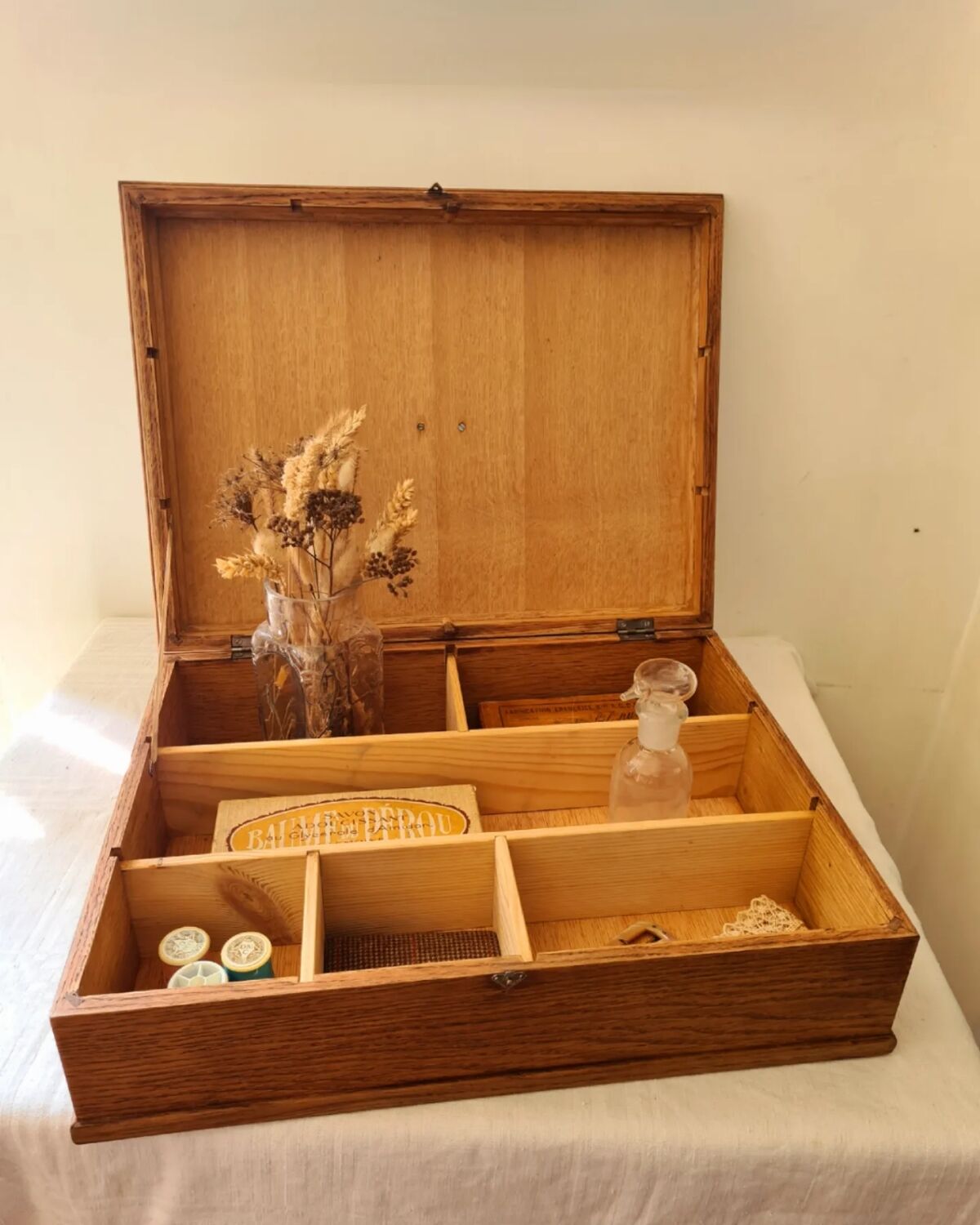 Old oak sewing box