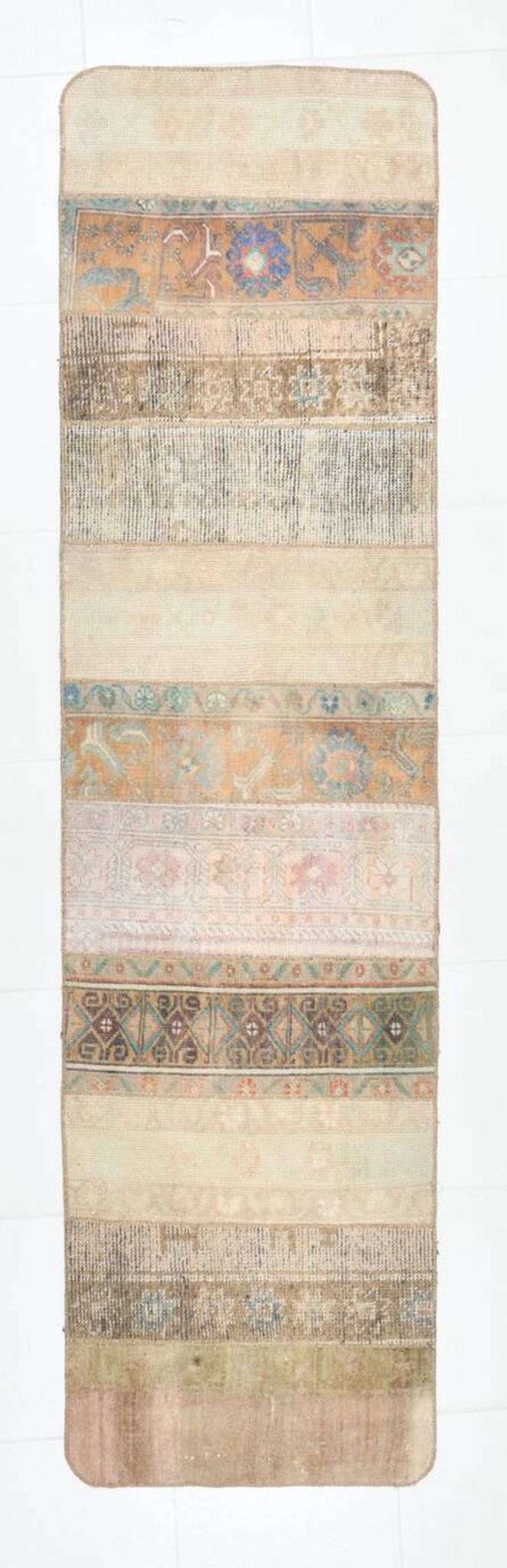 Vintage Brown Beige Turkish Vintage Runner Rug, 67x254Cm