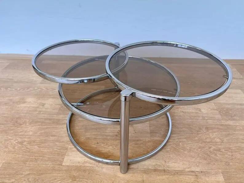 Midcentury Swivel and Folding Chrome Coffee Table, Germany, 1970s