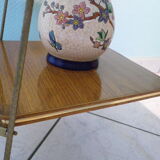 Formica side shelf, 2 shelves, gold metal - 60s