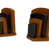 Art Deco bookends wood minimalist design set