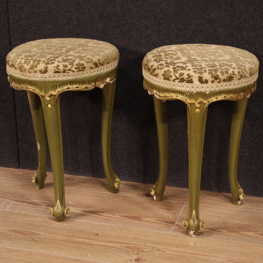 Pair of Venetian lacquered stools from the 20th century