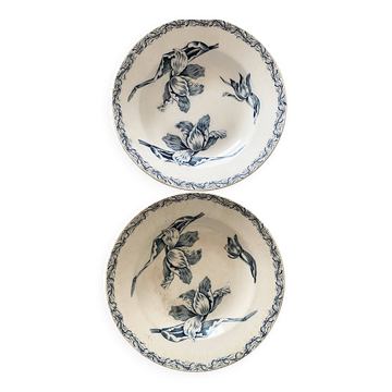 Assiettes creuses en terre de fer Luneville Tulipes