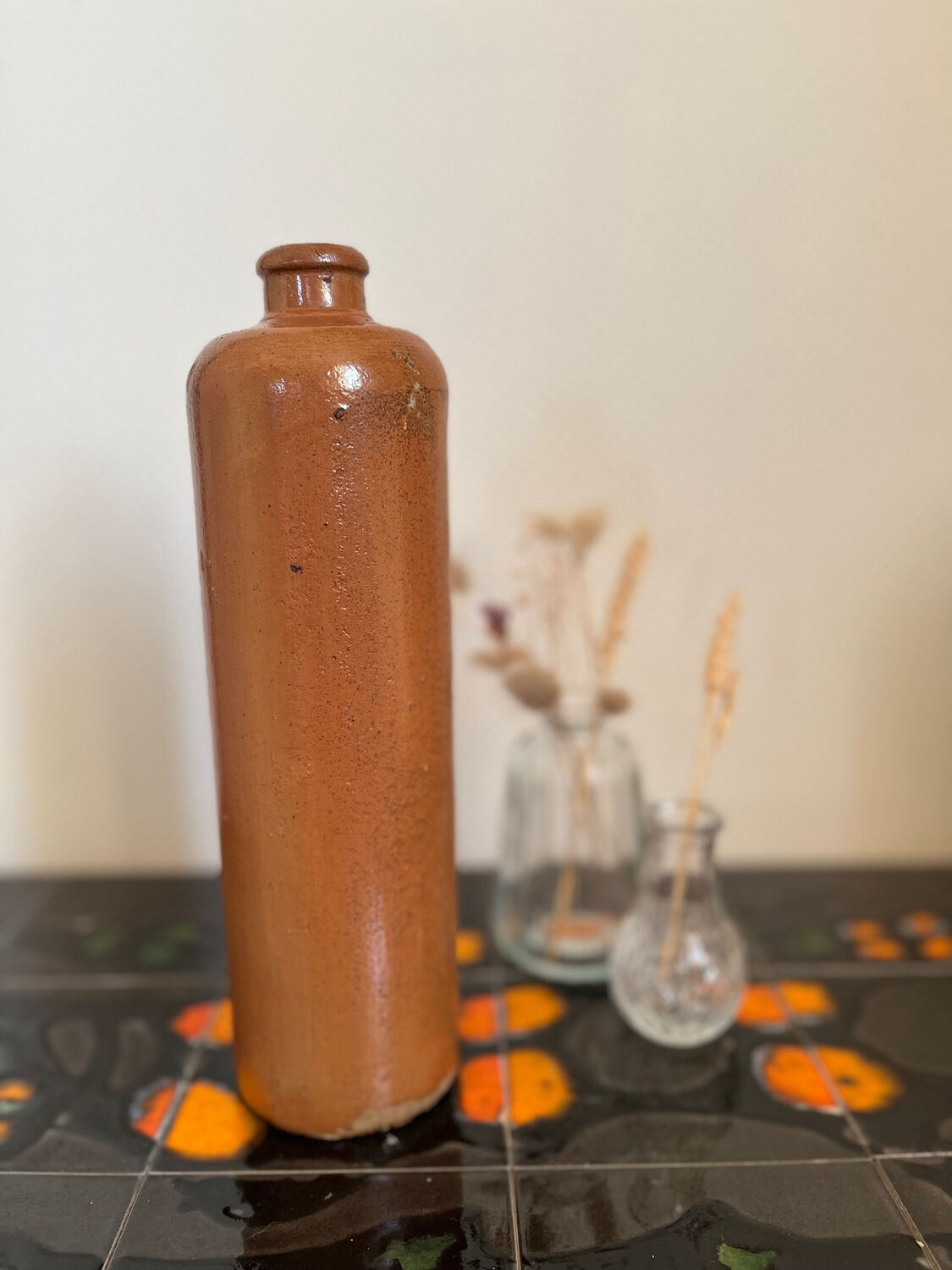 Vintage MKT ocher stoneware bottle