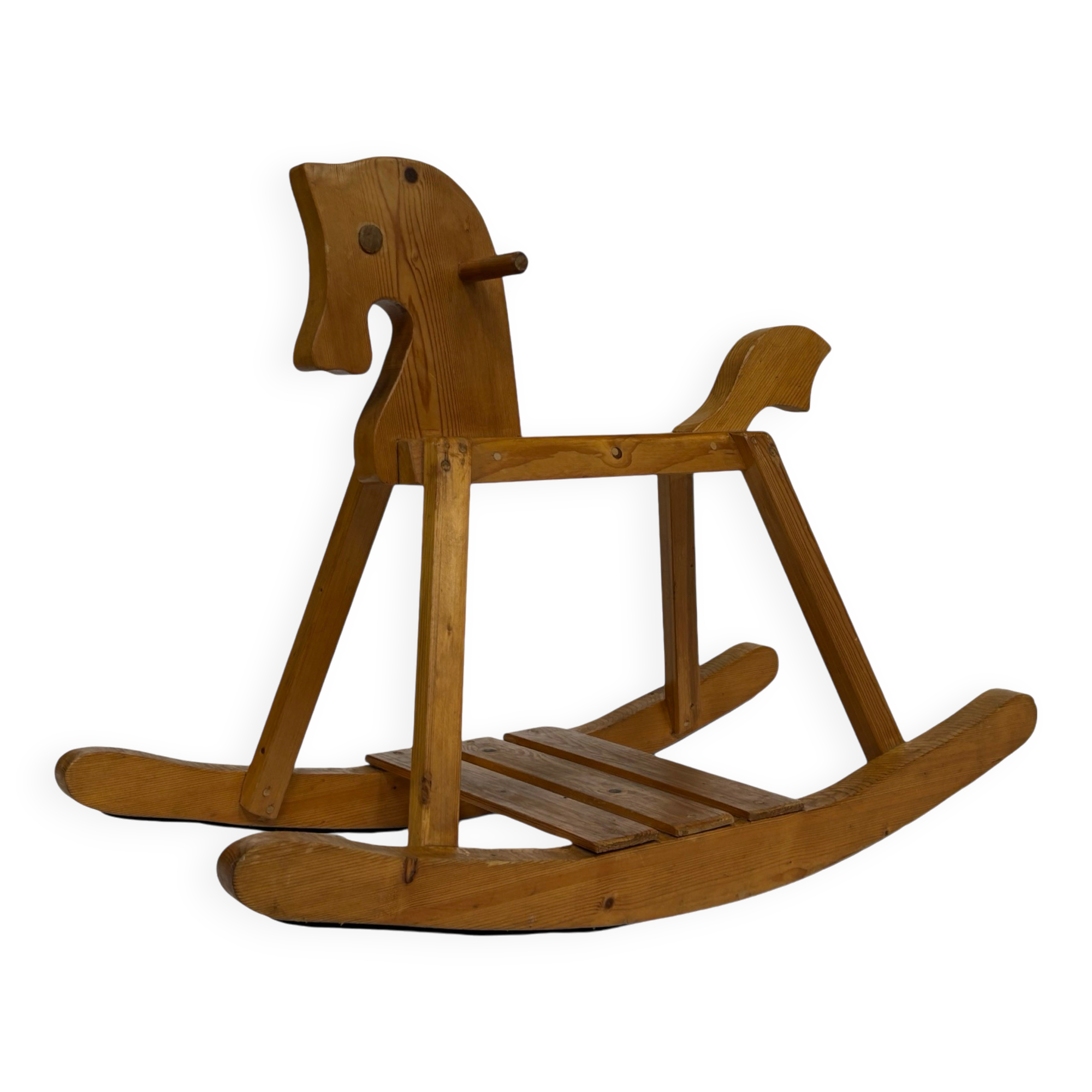 Vintage rocking horse 60s pinewood design minimalist design