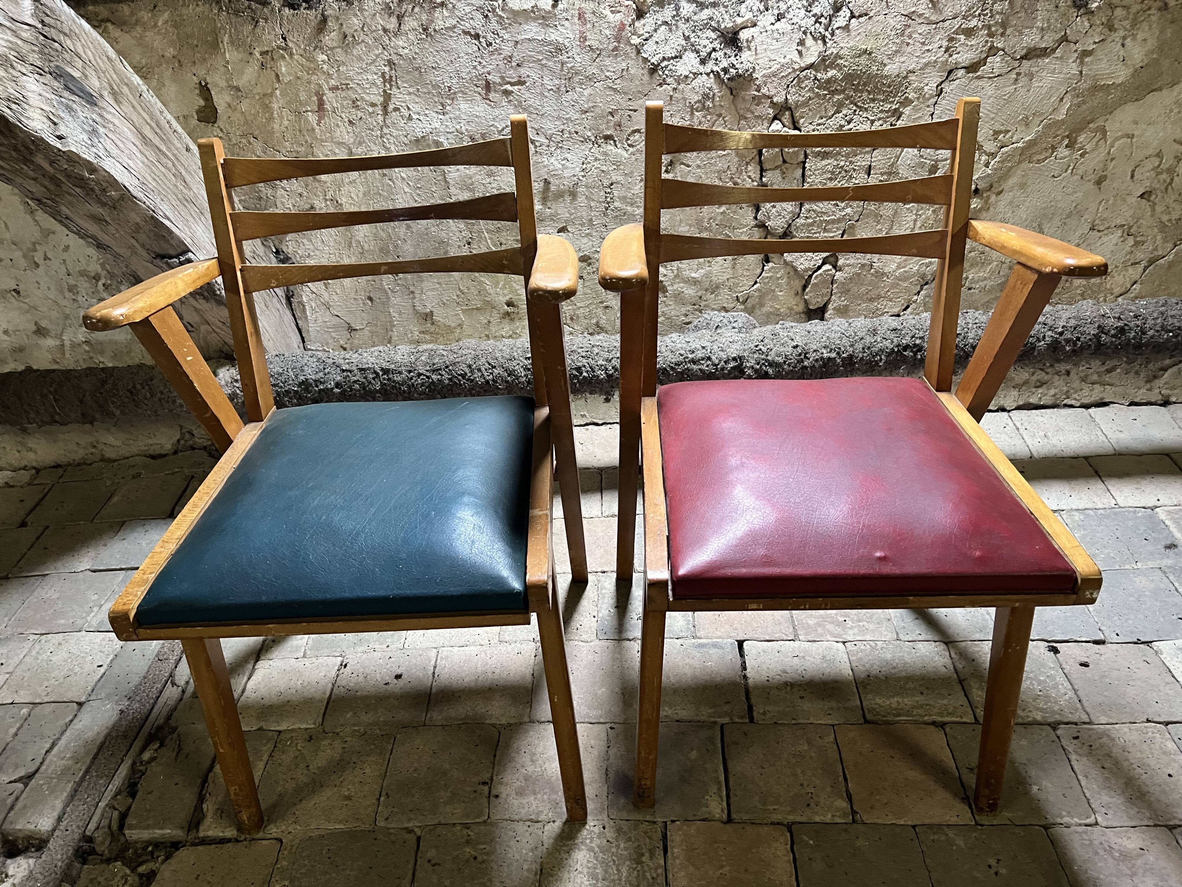 Pair of vintage modernist armchairs from the 50s