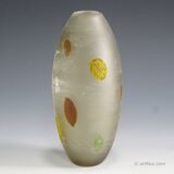 Glass vase 'A Scavo' by Gino Cenedese with autumn leaves