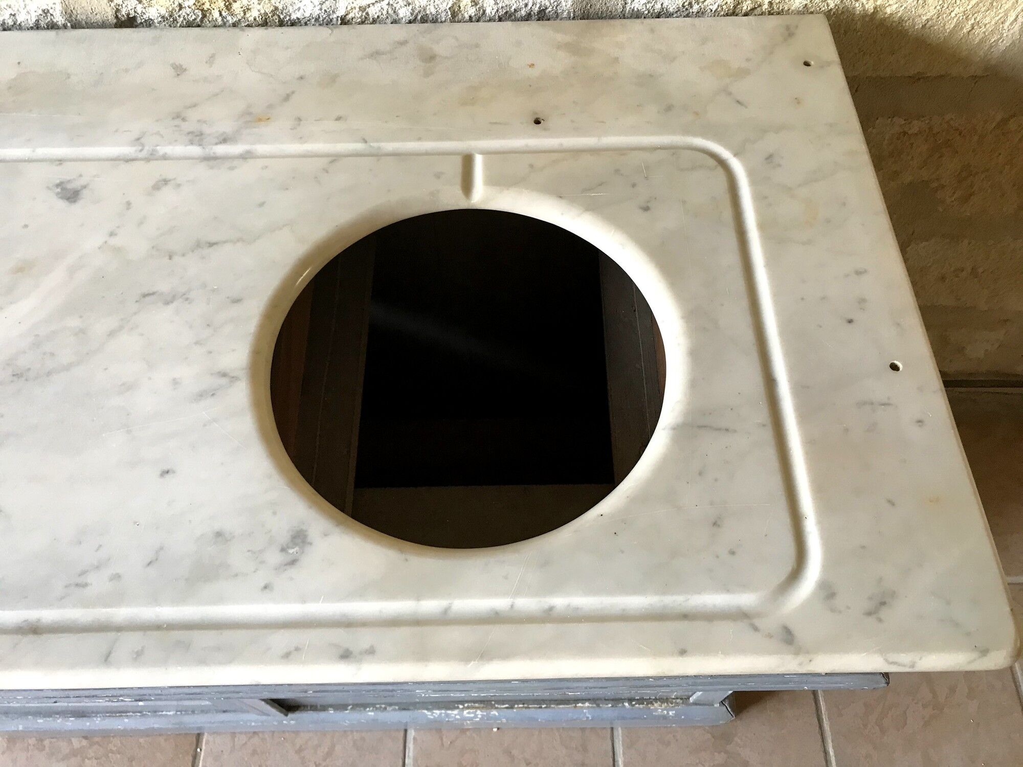 Antique bathroom furniture double sink marble top