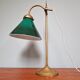 Art Deco desk lamp in brass and conical green opaline, 1920s-30s