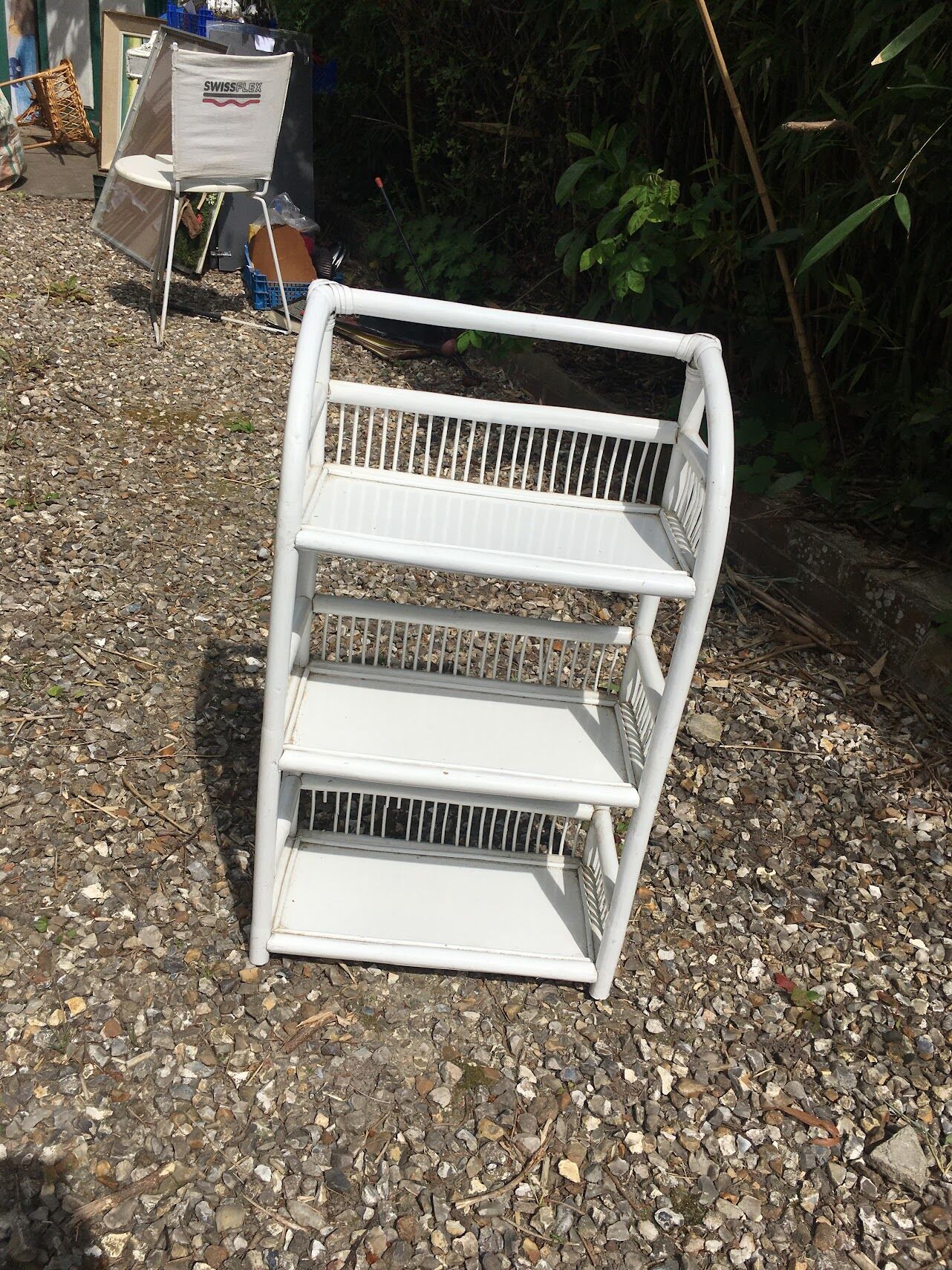 White rattan shelf cabinet