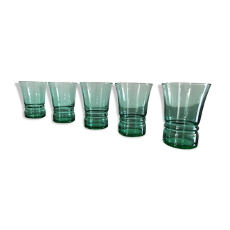 5 vintage aperitif glasses excel green