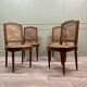 Suite Of Four Cane Chairs In Louis XVI Style Natural Wood