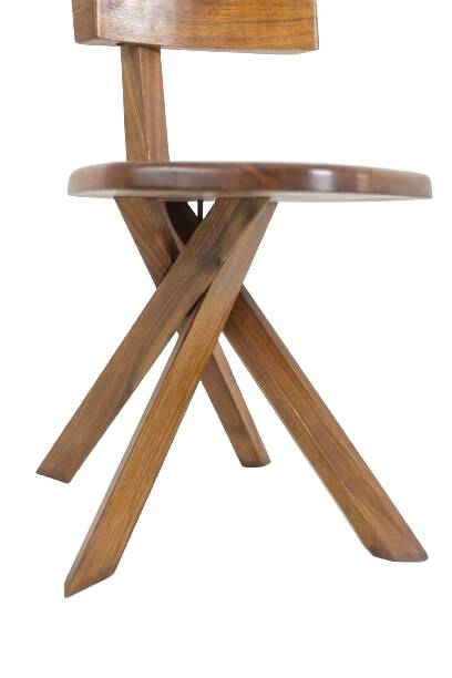 Pierre Chapo. Series of 6 model S34 chairs. 1960s.