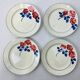4 assiettes vintage fleurs rose rouge HBCM