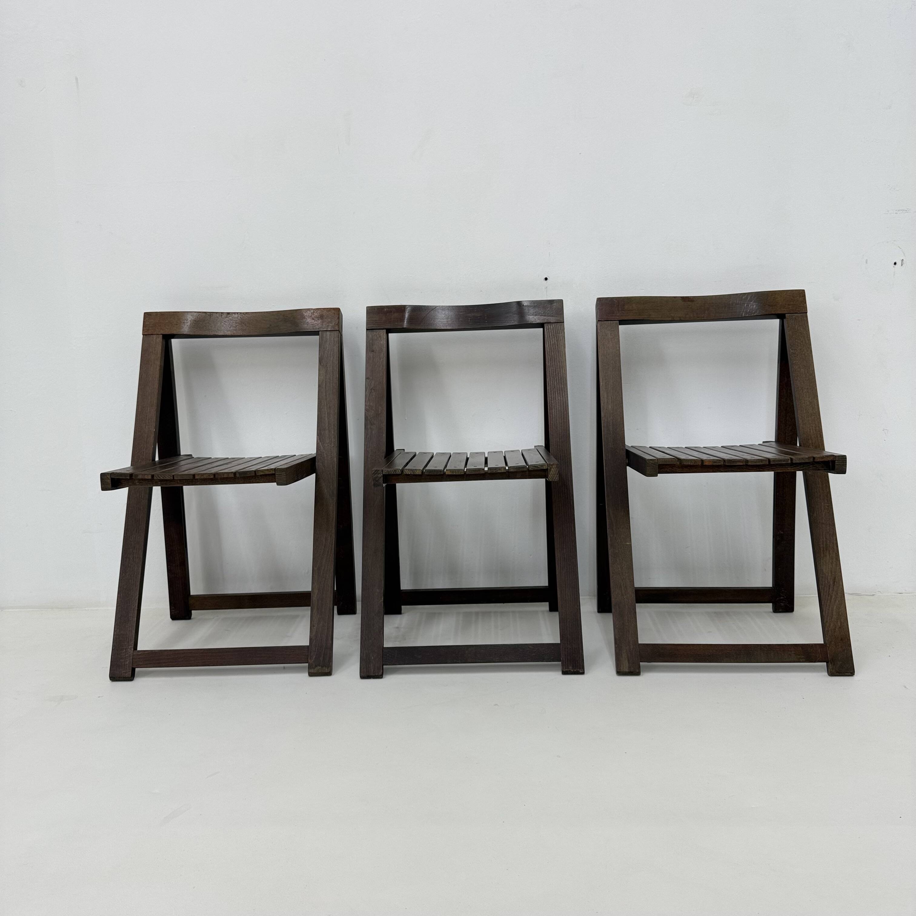 Set of 3  wooden folding chairs, 1960’s