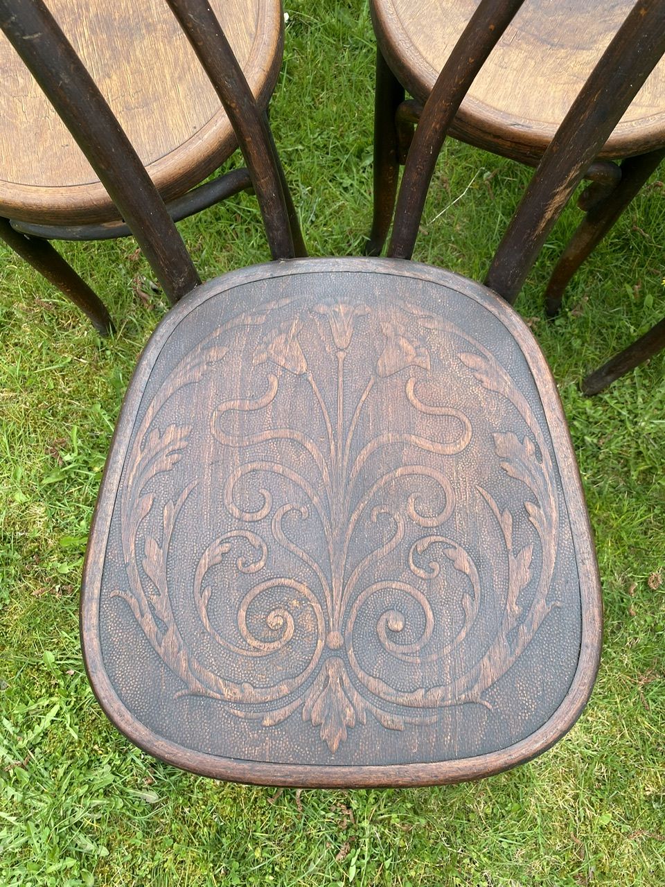 Set of 8 mismatched bistro chairs