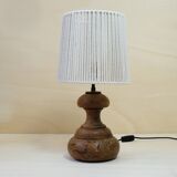Small wooden lamp and its rope lampshade.