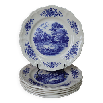 Lot de 6 assiettes plates Sarreguemines modèle Romantic 25.6cm