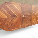 Oval table, integrated extension, in exotic wood