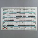 Poster of the Fleet of the company Courrier Maritime and map of the world