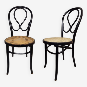 Pair of Art Nouveau Omega Chairs in bent wood, blackened