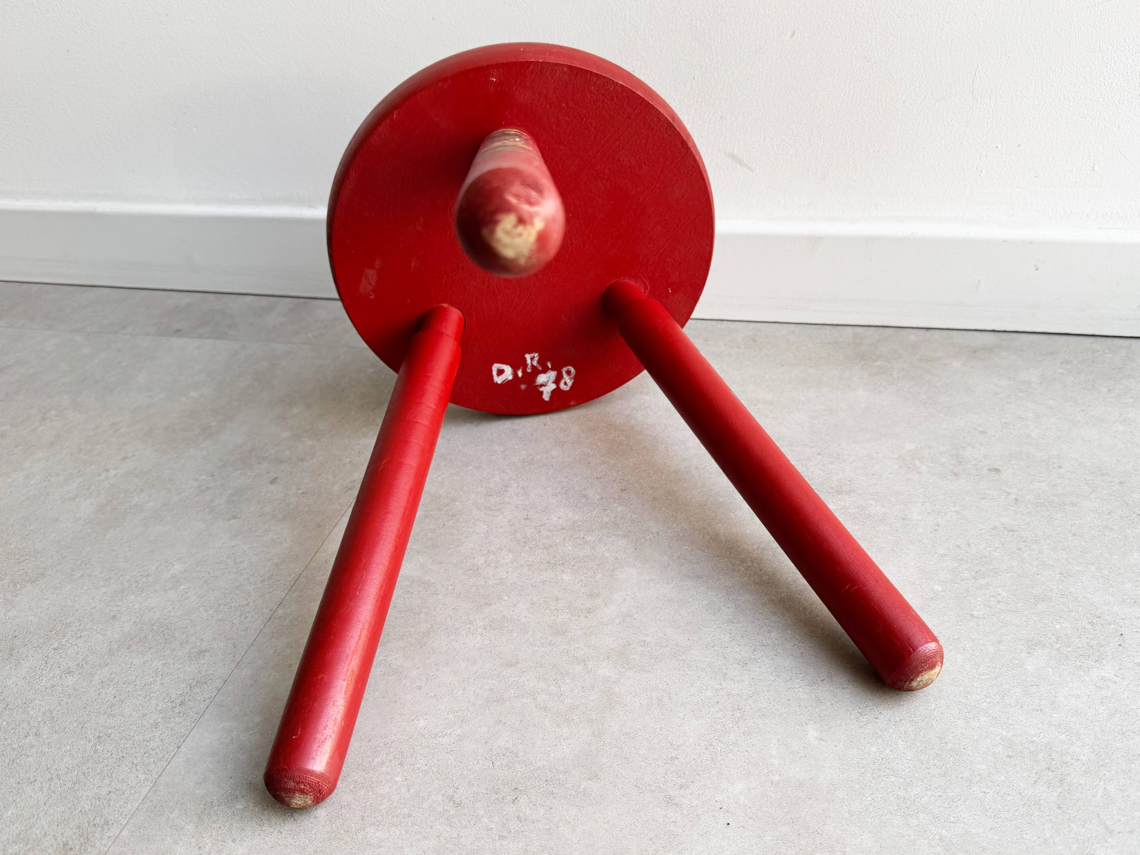 Vintage folk art wooden milk stool / side table