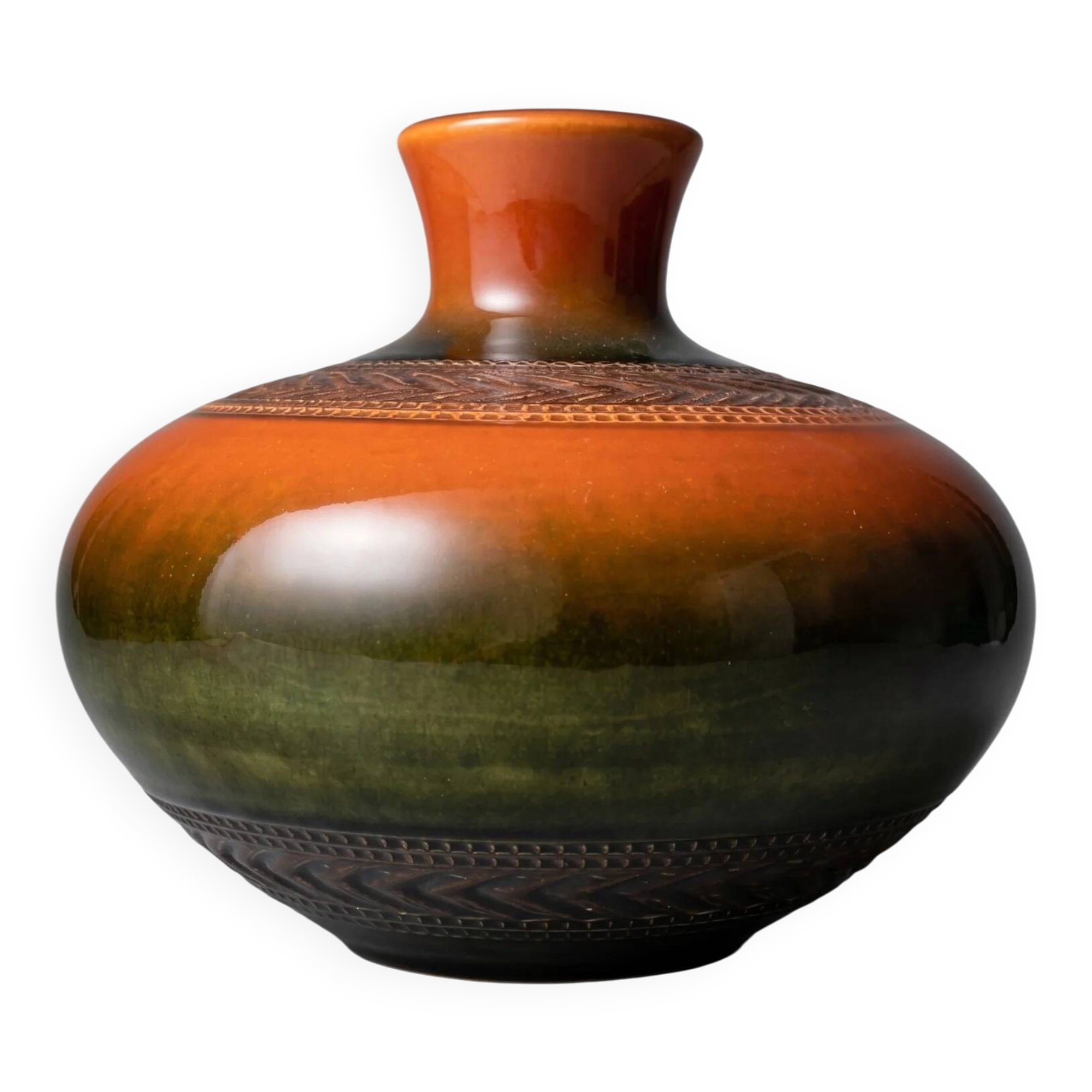 Vase Dümler & Breiden 174/15 West Germany in glazed ceramic – 1960s-70s – Brown and green gradient