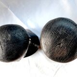 Two large Makonde warrior heads in ebony circa 1940