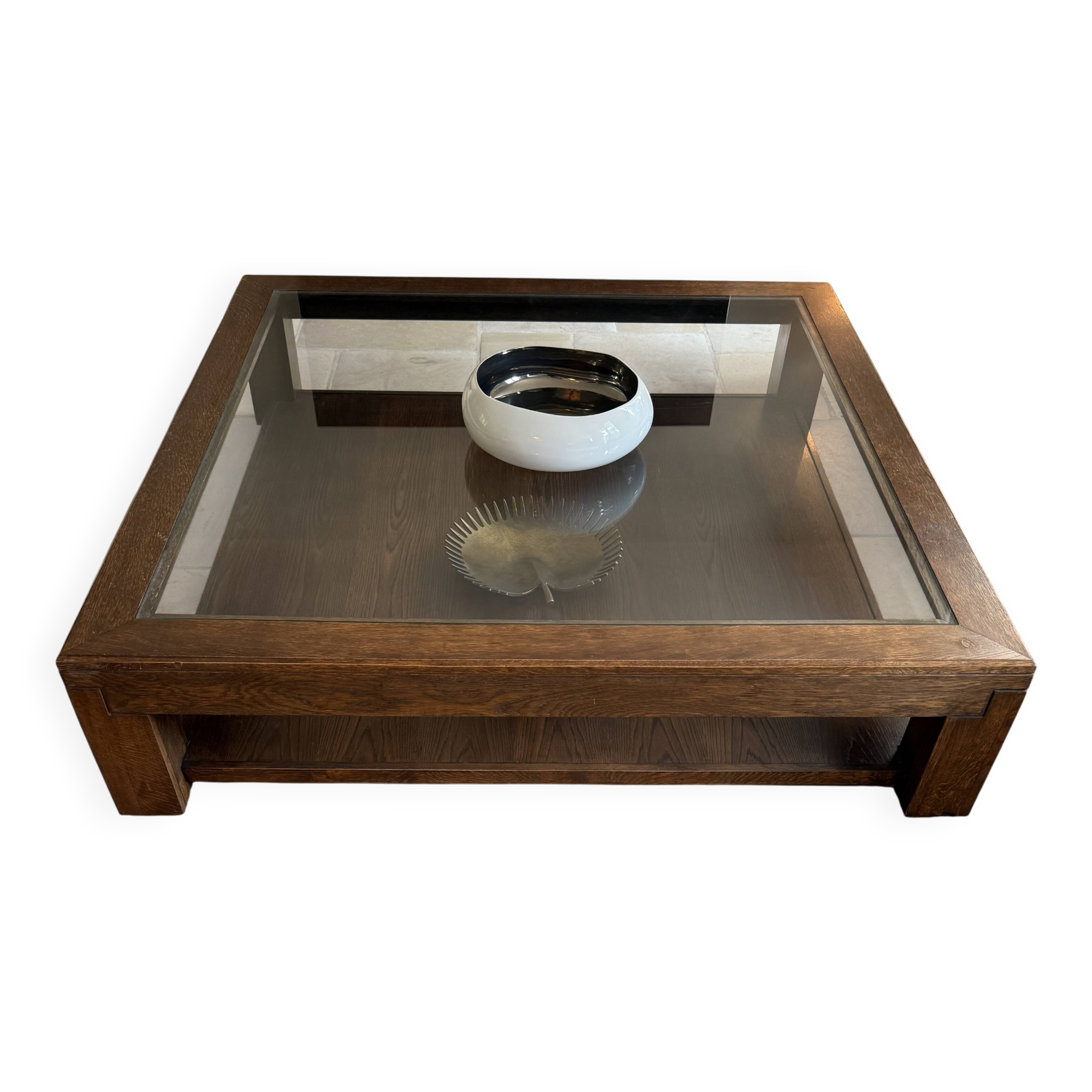 Wood and glass coffee table