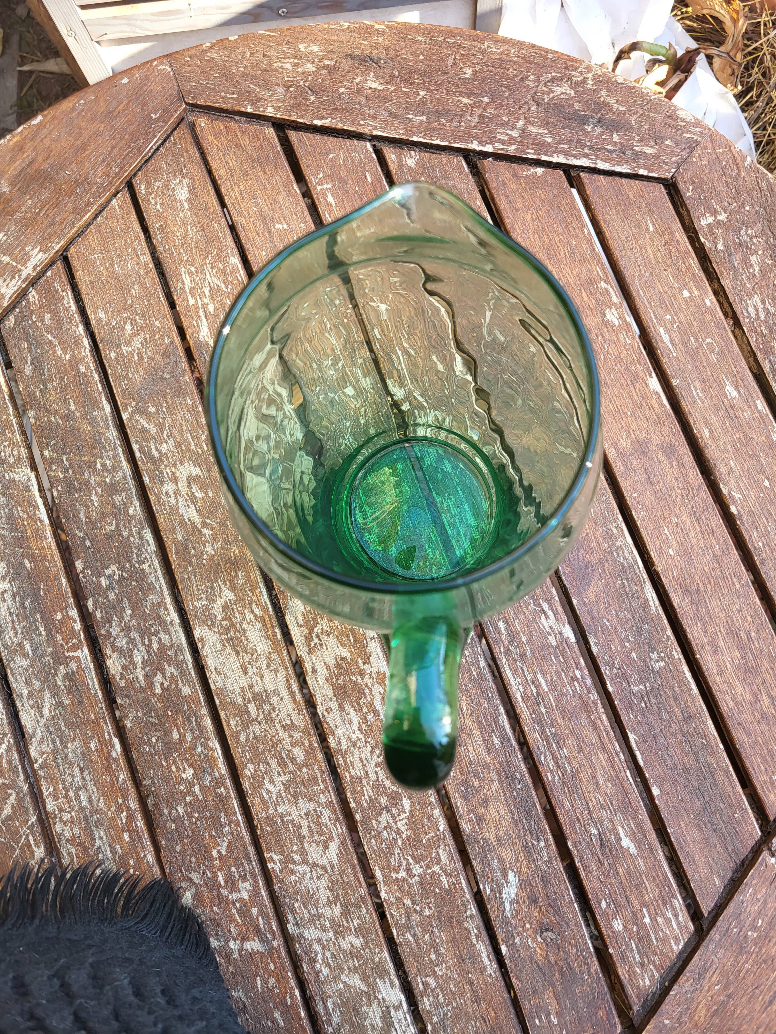 Large art deco pitcher in glass blow uranium (uralin)