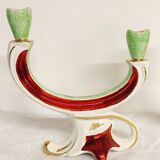 Painted ceramic chandeliers. France, 1950s.