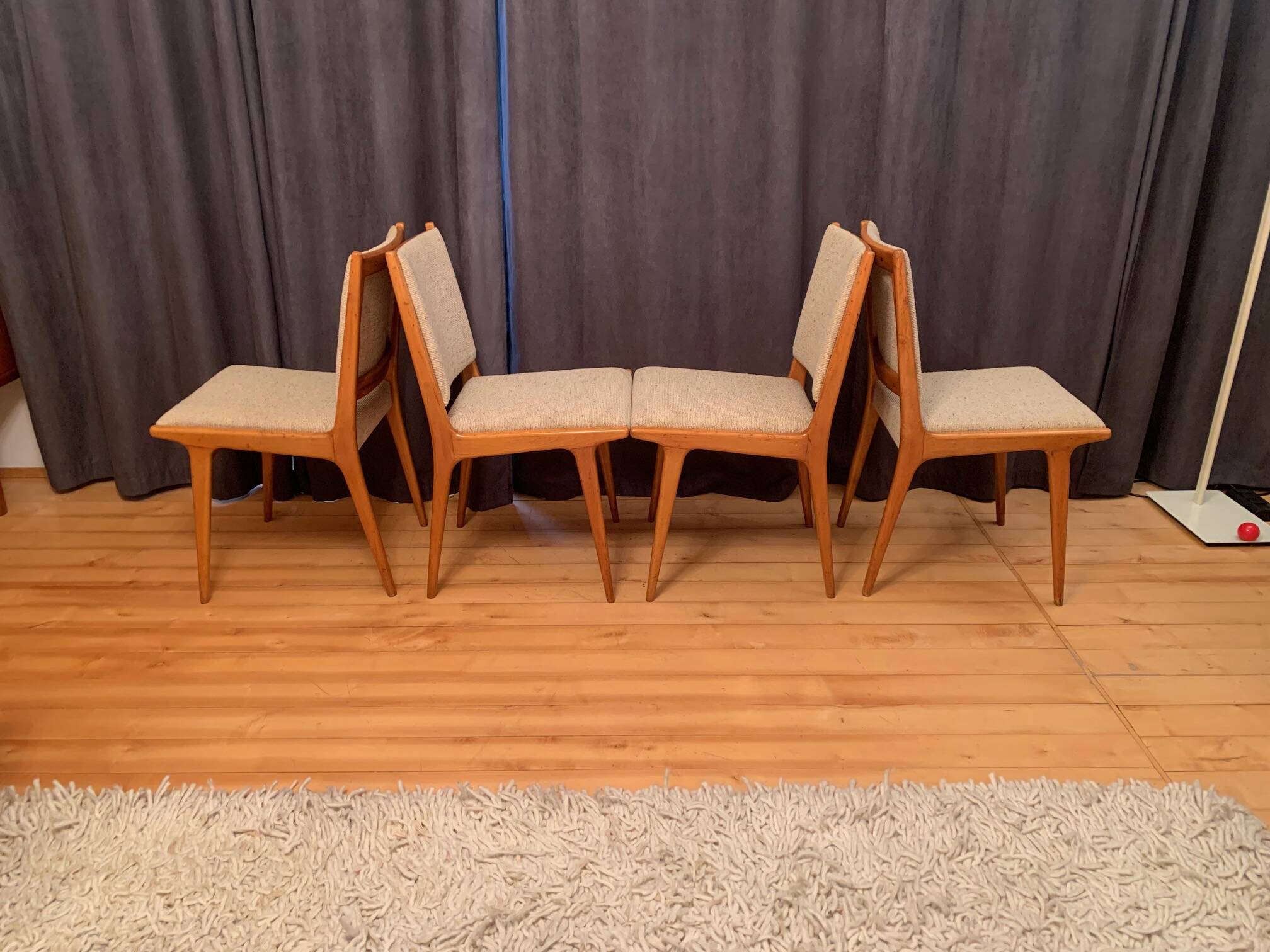 Set of four Cane Back chairs designed by Jens Risom, JO Carlssons, Sweden, 1950s