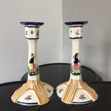 Pair of HB Quimper candle holders