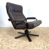 Mid Century Leather Swivel Chairs by Kebe