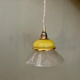 Baladeuse abat-jour vintage en verre jaune et transparent